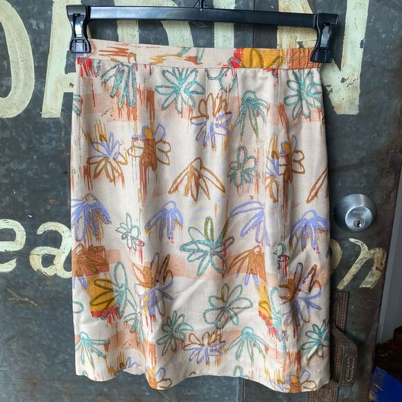 Donna Morgan Silk Multicolor Floral Pencil Lined Skirt, Size 6 - Picture 2 of 10